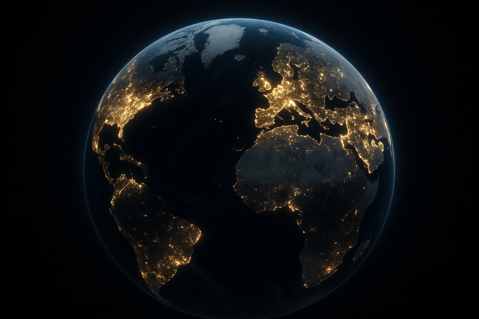 Kontinente mit globalen lichtern 